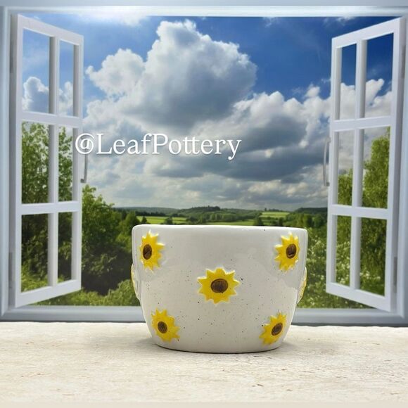 Sunflower Coffee Mug – 16oz Ceramic Cup with Handcrafted Floral Design - Picture 4 of 11